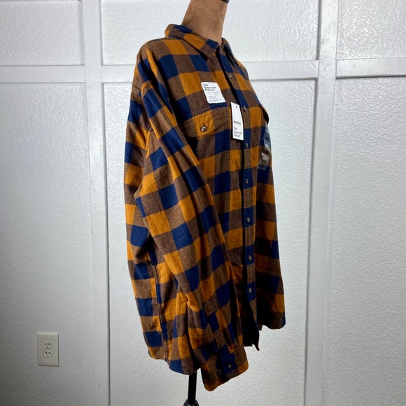 Sonoma The Super Soft Flannel Shirt XXL Orange Blue Plaid 100% Cotton NWT - Picture 3 of 8